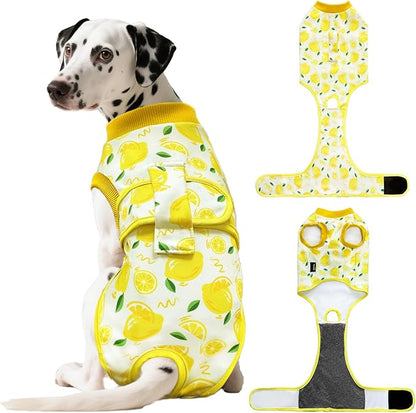 Dog Surgery Recovery Suit, Abdominal Surgical Suit for Male Female Dog Post Spay Neuter, Breathable Pet Onesie E-Collar & Cone Alternative, Surgery Shirt to Prevent Licking, Yellow, X-Small