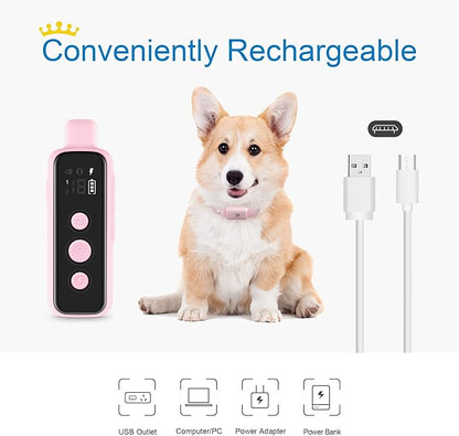 Bousnic Dog Shock Collar for 2 Dogs - (8-120lbs) Waterproof Rechargeable Electric Dog Training Collar with Remote for Small Medium Large Dogs with Beep Vibration Safe Shock Modes(Pink)