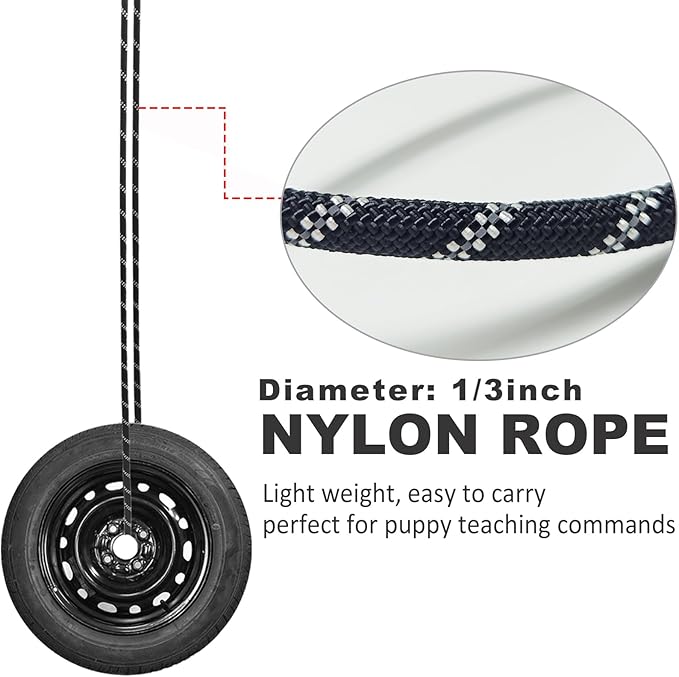 Long Slip Lead Dog Leash Reflective Anti-Choking 12 FT/20 FT/30 FT/50 FT Rope Training Leash for Medium Dogs Small Puppy Pets (30ft, Black)