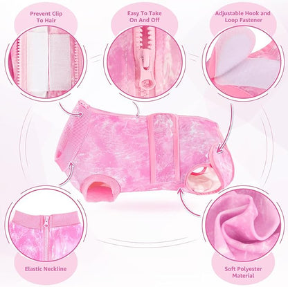 Lukovee Recovery Suit for Dogs, Zipper-On Onesie for Female Male Dog, Abdominal Wounds Cone E-Collar Alternative, Prevent Licking Spay (3XL, Pink Tie-dye)