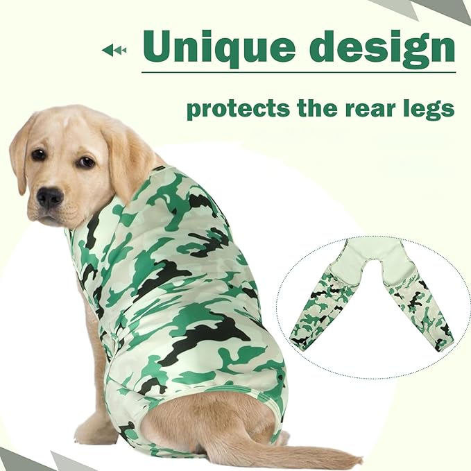 ROZKITCH Dog Rear Recovery Sleeve Rear Legs, Pet Sleeve to Prevent Licking Wound Elbow Protector, Dog Recovery Suit Cone Collar Alternative for Sprain ACL CCL Arthritis Joint Care Camouflage XS