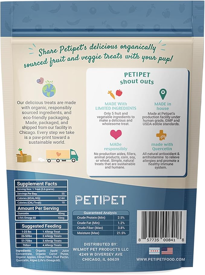 Petipet Dog Allergy Relief Soft & Chewy Chews - Quercetin + Omega 3 - Natural Antihistamine for Itching, Paw Licking, Seasonal and Grass Allergies - for Itchy Skin, Hot Spots, Immune Support