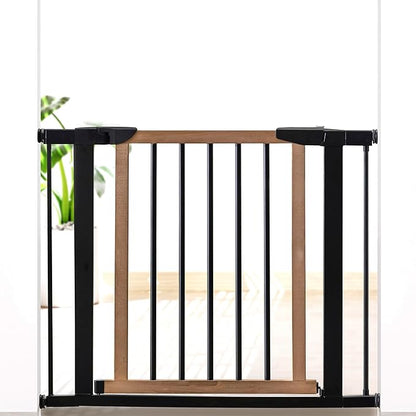 NMN Designs Logan Dog Gate - Indoor Pet Barrier and Wooden Dog Gate with Walk Through Swinging Door - Pressure Mounted for Walls and Stairs - Puppy Gates for the House - Expandable 29.5" to 51.5"