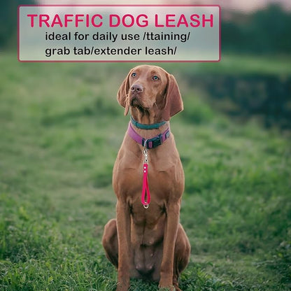 Short Dog Leash - 9 Inch Dogs Lead Grab Tab Heavy Duty Waterproof PVC Dog Training Traffic Leashes for Safety Control Behavior Correction Hiking Backup & All Breeds (Pink, 9'')