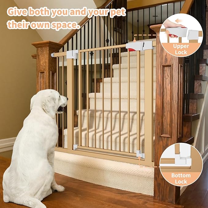 HIDROSIL Pet Gate Door Fits for Stairs, Narrow and Wide Doorways with Auto Close, Easy Install, Pressure Mounted for Pets, Dog/Puppy, Yellow