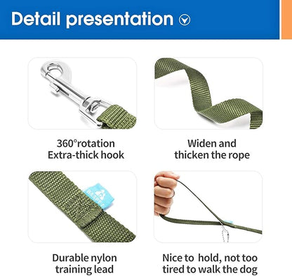 BAAPET 15/20/30/50/100 ft Long Dog Training Leash with Clickers for Small, Medium and Large Dogs or Cats (100 Feet, DarkGreen)