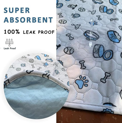 Washable Pee Pads for Dogs, 2 Pack Reusable Puppy Pads, Absorbent Whelping Pads with Bone Print, Non-Slip Waterproof Pet Training Pads for Couch, Crate, Potty Training - 41x41in