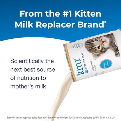 PetAg KMR Kitten Milk Replacer Liquid - 11 oz, Pack of 4 - Ready-to-Feed Kitten Formula with Prebiotics, Probiotics & Vitamins for Kittens Newborn to Six Weeks Old - Easy to Digest