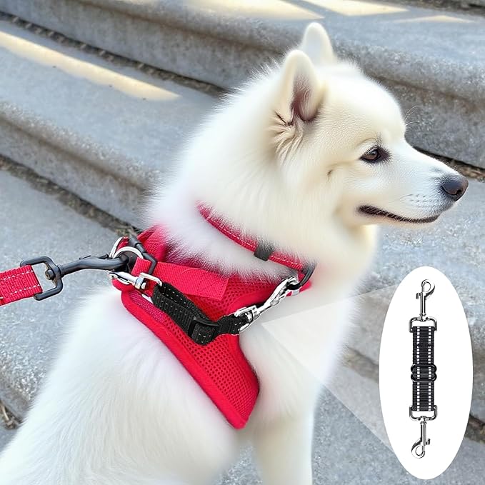 Prong Collar Safety Clip,Dog Safety Clip Dog Harness Connector, Adjustable Reflective Nylon Backup LeashClip Harness Leash Connector Backup Clasp (Thickening Purple)