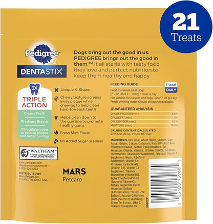 Pedigree Dentastix Dental Chews for Dogs, Small and Toy Breed Dog Treats, Fresh Flavor, (7) 21ct Bags (147 Treats Total)