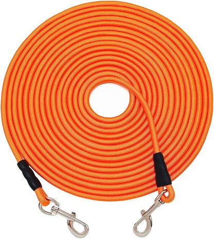 Tie Out Rope Dog Leash, 15-20-30-50-65 FT Heavy Duty Nylon Check Cord for Medium Large Dogs Indoor/Outdoor Playing Camping Backyard (Orange, 3/8" x 30ft)