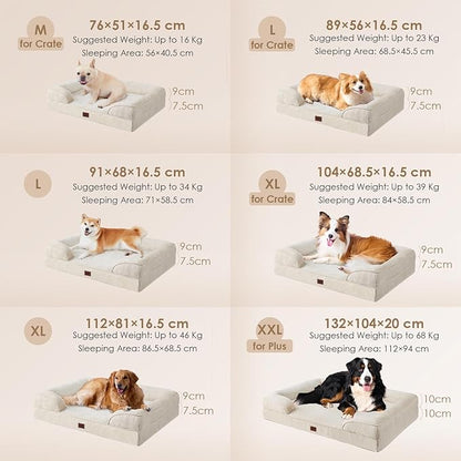 EHEYCIGA Orthopedic Dog Bed for Medium Dogs, Waterproof Memory Foam Medium Dog Beds with Sides, Non-Slip Bottom and Egg-Crate Foam Pet Couch Bed with Washable Removable Cover, Beige