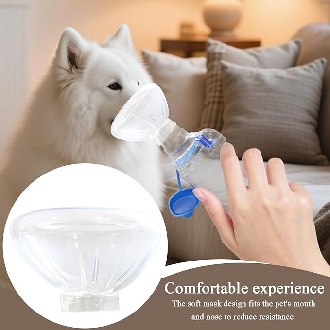 Pet Masque for Dogs Cats - Veterinary Inhalation | Adjustable Soft Transparent Chamber with Tube Connector, Animal Respiratory Health Care Tool 6.89x2.76x2.76 in