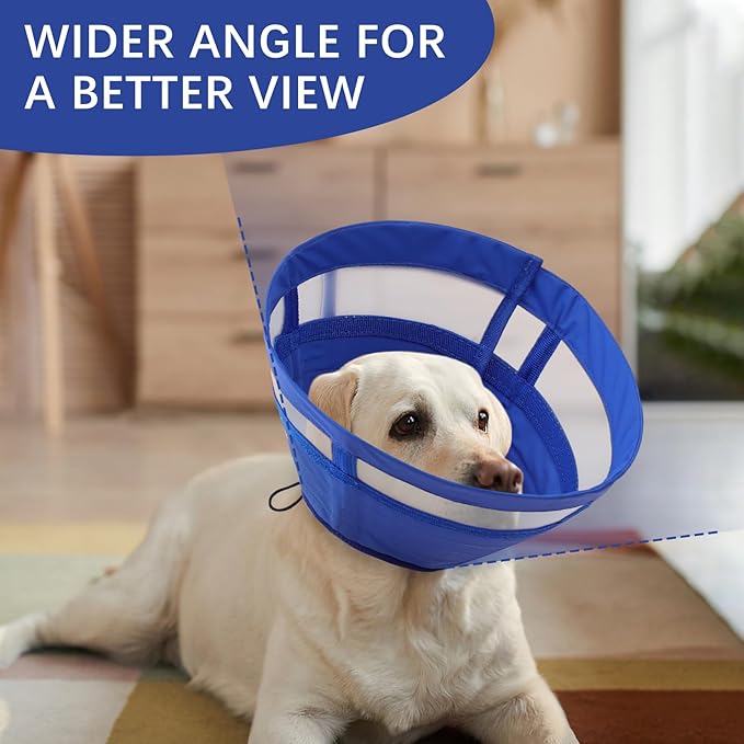 ASENKU Dog Cone Collar, Soft Adjustable Cone for Dogs to Stop Licking, Lightweight Recovery Dog Cone After Surgery, Pet E-Collar for Small, Medium & Large Dogs(Blue, M)