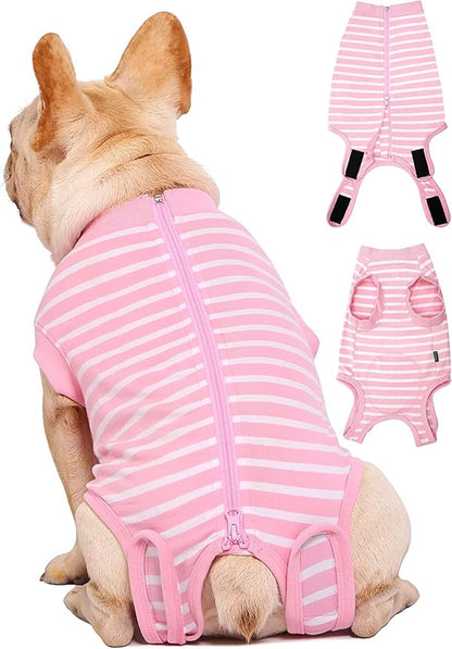Dog Recovery Suit Female,Pink Small Spay Surgery Recovery Shirt,Pink-White Striped XS