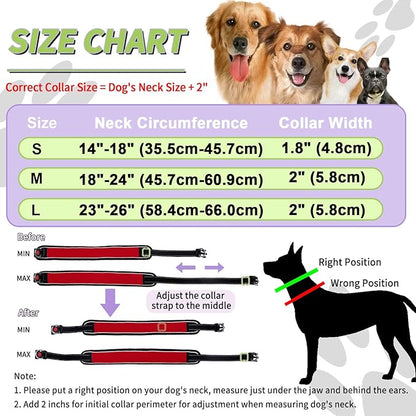 Martingale No Pull Dog Collar for Large Medium Dogs Training Walking, Heavy Duty Nylon Reflective Adjustable Anti Pull Slip Collar with Buckle L Red