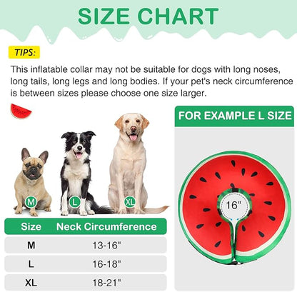 SCENEREAL Dog Cone Alternative After Surgery Donut Collar, Soft Pet Recovery Pillow Collar for Medium Large Dogs, Inflatable Adjustable Neck Collars to Prevent Licking, Watermelon XL