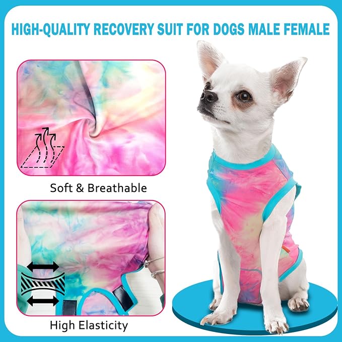 Dog Surgery Recovery Suit, Surgical Recovery Suit for Dog Male Female, Spay Neuter Shirt, Cone Alternative Surgical Onesie, Tie-dye Green, M