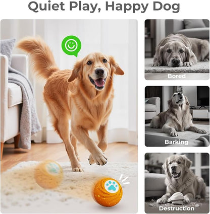 Lovkid Smart Interactive Dog Ball Toy - Durable E-TPU for Aggressive Chewers, 3 Play Modes Automatic Moving, Bouncing, Pet Gift for Medium and Large Dogs Indoor & Outdoor Use(Orange)