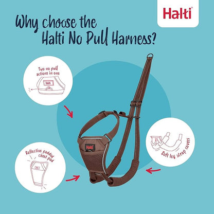 Halti No Pull Harness - Stop Your Dog Pulling on The Leash. Adjustable, Lightweight and Easy to Use. Reflective Dog Training Harness for Toy and Small Dogs (Size XS, Deep Walnut)