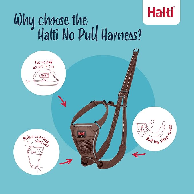 Halti No Pull Harness - Stop Your Dog Pulling on The Leash. Adjustable, Lightweight and Easy to Use. Reflective Dog Training Harness for Large Dogs (Size L, Deep Walnut)