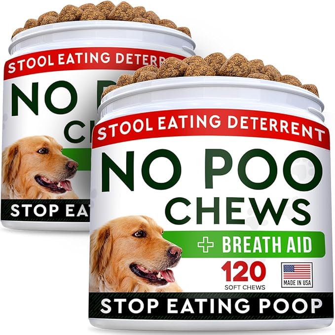 No Poo Treats - No Poop Eating for Dogs - Coprophagia Stool Eating Deterrent & Prevention – Stop Eating Poop for Dogs - Probiotics & Digestive Enzymes - Digestive Health & Immune Support - 240 Ct
