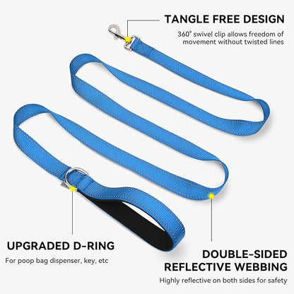 Joytale Dog Leash, 5 FT Double-Sided Reflective, Padded Handle Nylon Heavy Duty Leashes for Medium & Large Dogs Walking, Sky Blue