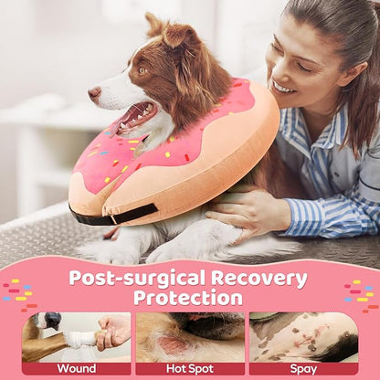 Gimars Inflatable Dog Cone Alternative Dog Donut Collar After Surgery, Soft Neck Pillow Recovery Cone, Elizabethan Collar Alternative for Puppies, Cats