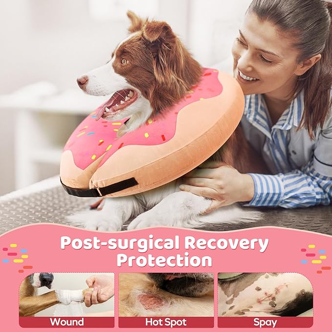 Gimars Inflatable Dog Cone Alternative Dog Donut Collar After Surgery, Soft Dog Neck Pillow Recovery Cone Collar, E Collar and Elizabethan Collar Alternative for Small and Medium Dogs