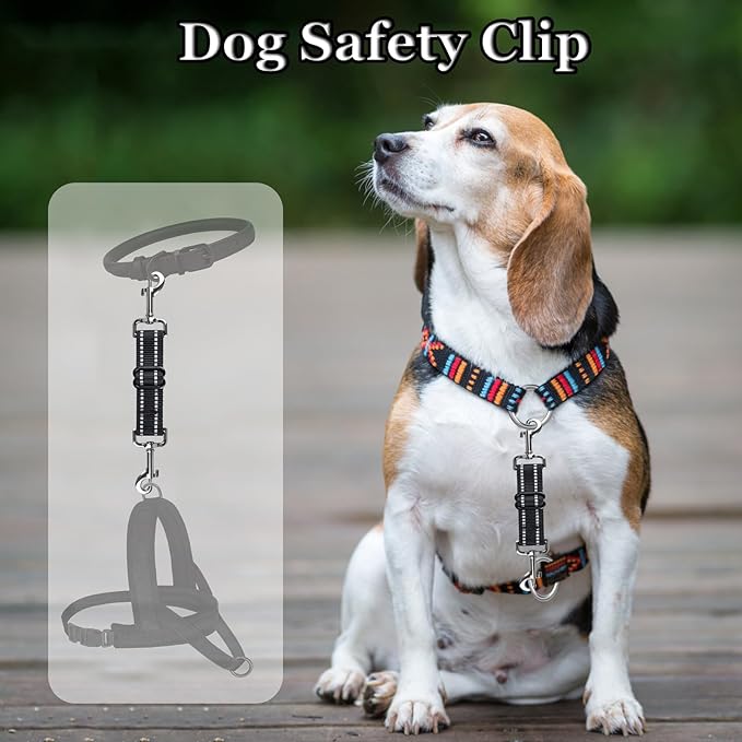 Dog Safety Collar Clip Backup Clip Bathtub Leash,Dog Backup Safety Strap Adjustable Reflective Double Ended Clasp Leash Connector (2 Pcs Thickening)