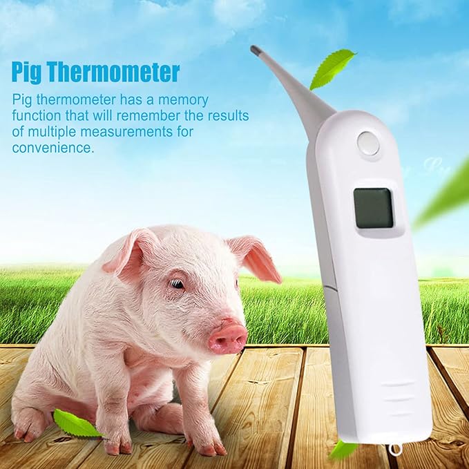 Pig Thermometer Electronic LCD Pet Veterinary Thermometer with Memory Function for Dogs Cats Pet Dog Thermometer Horse Anus Thermometer Fast Digital Veterinary Thermometer