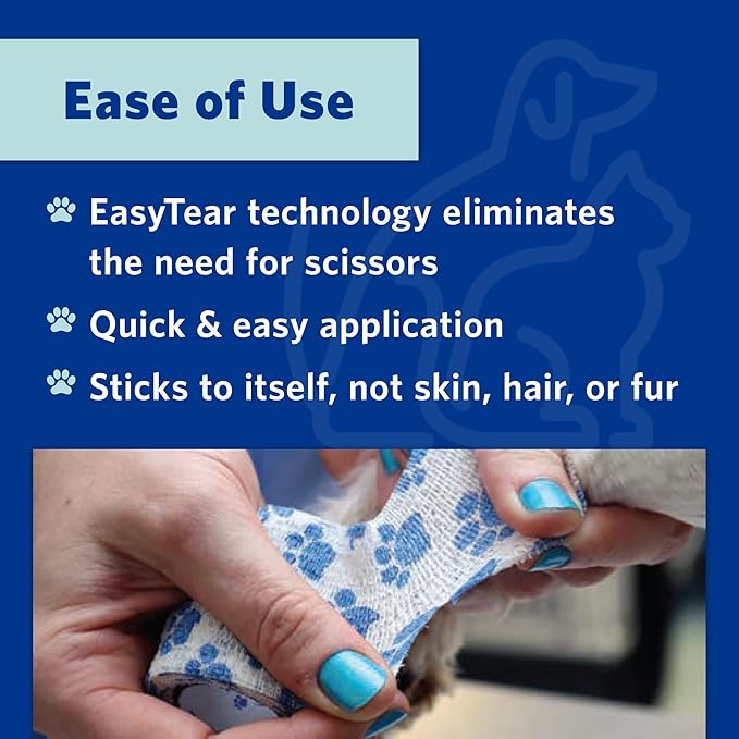 OVIK Health PetFlex Paw Pack – Flexible Self-Adhering Elastic Bandage for Wound Care – First Aid Wrap for Small Animals Like Dogs, Cats, and Other Pets - 2 inch, 6 Rolls