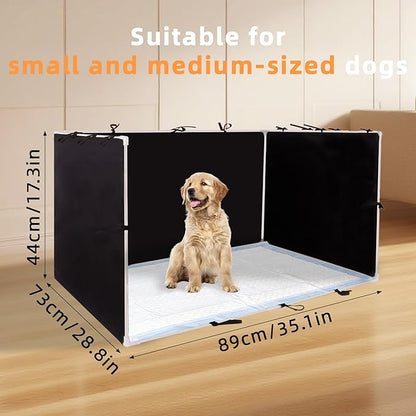 Dog Pee Pad Holder with High Walls - 35"x29"x17.3" No-Splash Indoor Potty Tray, Foldable Dog Litter Box for Small/Medium Dogs Puppy Potty Training (Black)