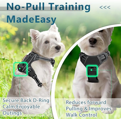 BARKBAY Dog Harness No Pull with ID Tag Pocket - Heavy Duty, Reflective, Easy Control for Small Dogs(Black,S)