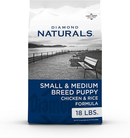 Diamond Naturals Real Meat Small and Medium Breed Puppy Formula Dry Dog Food with Quality Protein, Probiotics and Antioxidants, 18 Pound