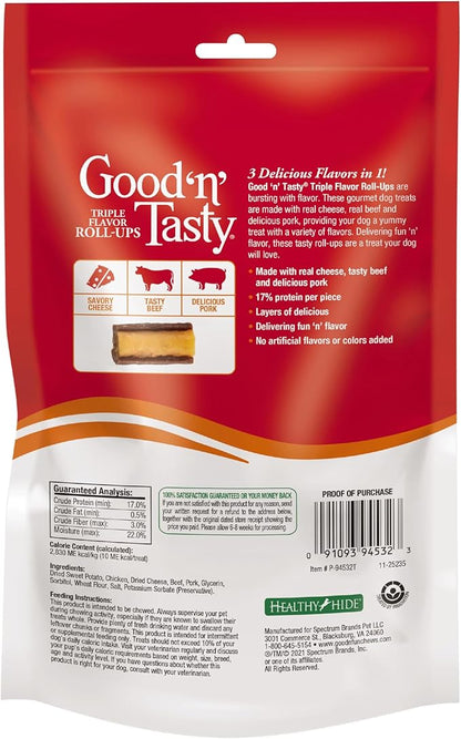 Good'n'Fun Good 'n' Tasty Triple Flavor Roll Ups 4 Oz Cheese, Beef, Pork