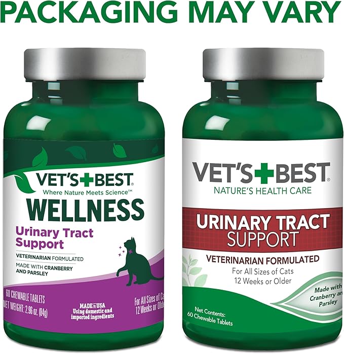 Vet's Best Cat Urinary Supplement, Urinary Tract Support Chewable for Cats, Supports A Healthy Urinary Tract in Cats, 60 Chewable Tablets