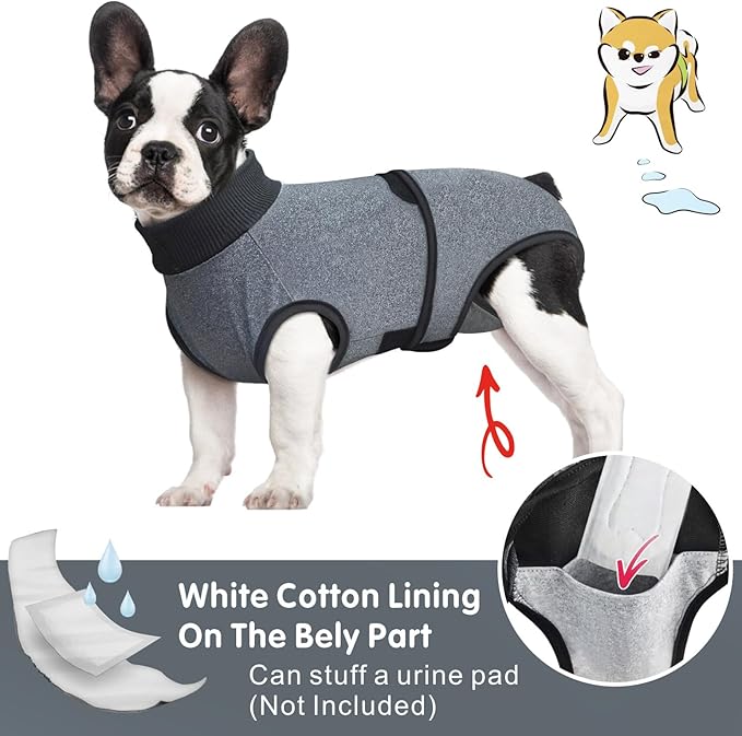 Idepet Dog Recovery Suit After Surgery, Onesie for Female Male Dogs, Soft Breathable Pet Bodysuit, E-Collar & Cone Alternative, Anti-Licking Wounds Surgical Spay Suit (M)