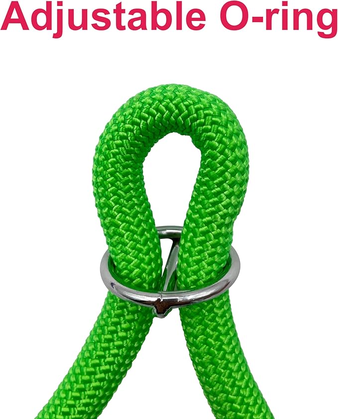 Braided Round Martingale Dog Collar, Training Collar with Slidable Stop Ring - Ideal for Medium/Large Dogs (M+(1/2") - 18" Long, Light Green)