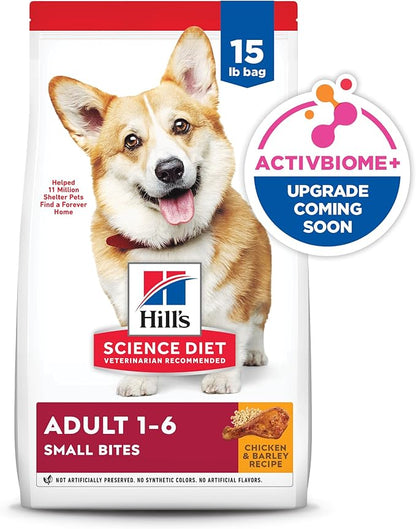 Hill's Science Diet Adult 1-6 Small Bites Dry Dog Food, Chicken & Barley, 15 lb. Bag