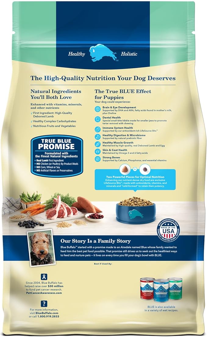 Blue Buffalo Life Protection Formula Puppy Dry Dog Food with DHA and ARA, Made with Natural Ingredients, Lamb & Oatmeal Recipe, 30-lb Bag