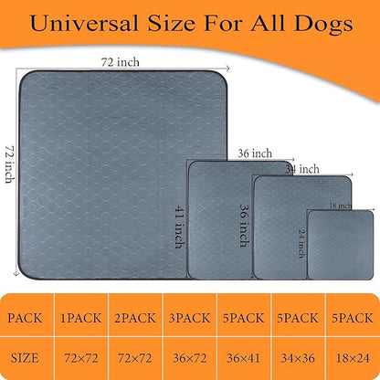 Bunlitent Washable Pee Pads for Dogs 5 Pack, 36x41, Reusable Puppy Pads, Dog Training Pads with Quick Dry, Anti-Slip Dog Cat Pee Pads, Whelping Pads, Potty Pad