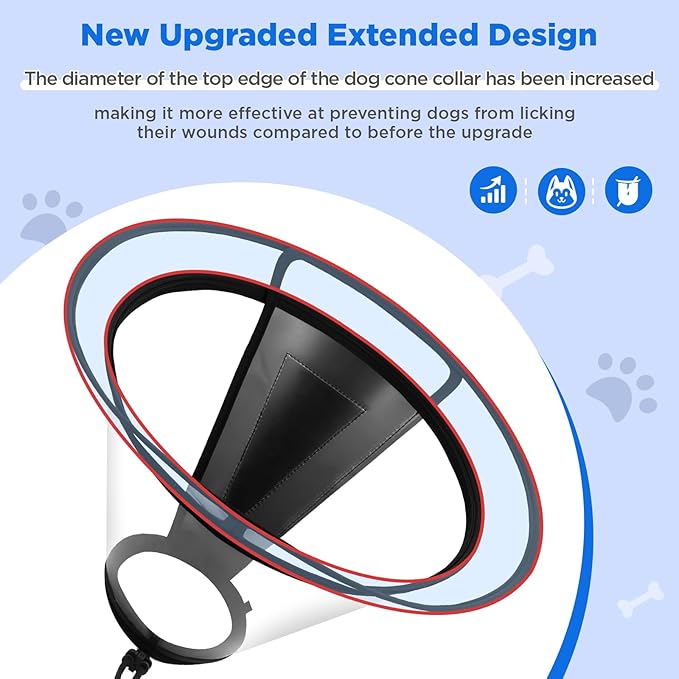 BONTHEE Clear Dog Cone Collar–Extra-Long Recovery E-Collar for Dogs, Transparent Adjustable Dog Cones Alternative for Small Large Medium Size Dogs,Protective Neck Brace with Soft Edges-XL