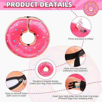 KOOLTAIL Inflatable Dog Cone Collar, Soft Donut E Collar for Dogs After Surgery to Stop Licking Enhanced Alternative, Blow Up Pet Neck Pillow Recovery Adjustable Cone for Dog Cat,Upgrade Size,Donut XL