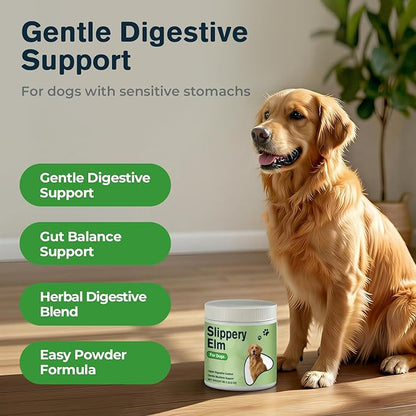 Slippery Elm Bark Powder for Dogs - Organic Herbal Digestive Support for Sensitive Stomachs, Gentle Gut & Throat Comfort, 2 fl oz