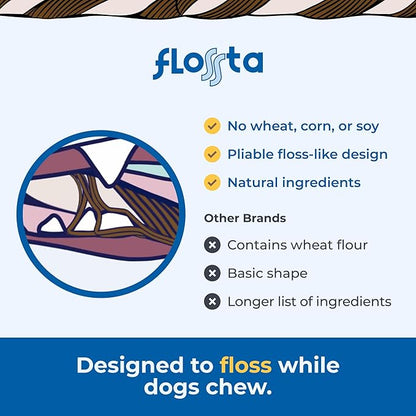 N-Bone Flossta Dual Action Dental Chews for Dogs, Unique Twist Shape for Deep Teeth Cleaning and Proactive Dental Care, Pumpkin Flavor, 8 Count 6.4-oz Bag
