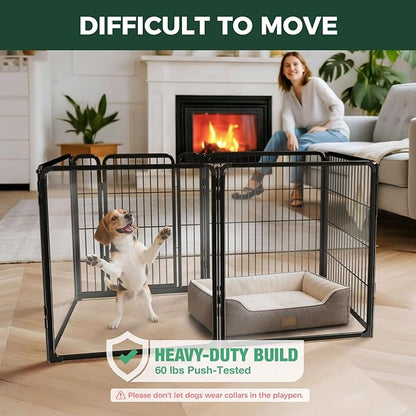 FXW AuraSpace Pro Acrylic & Wire Mesh Indoor Dog Playpen, 32" Height 6 Panels Metal Dog Pen for Small and Medium Dogs, Black│Patented