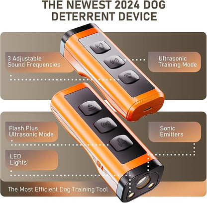 Dog Bark Deterrent Devices Rechargeable Anti-Barking Device for Dogs 50ft Long Range Ultrasonic Correct Your Dog's Bad Behavior at the Push of aButton Better Than Shock Collars or Dog Training Collars