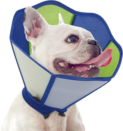 Dog Cone - Soft Cone for Dogs to Stop Licking, Adjustable Dog Recovery Collar with Double-Layer Design, Pet Cones Alternative After Surgery for Wound Care, Spay, Blue Medium