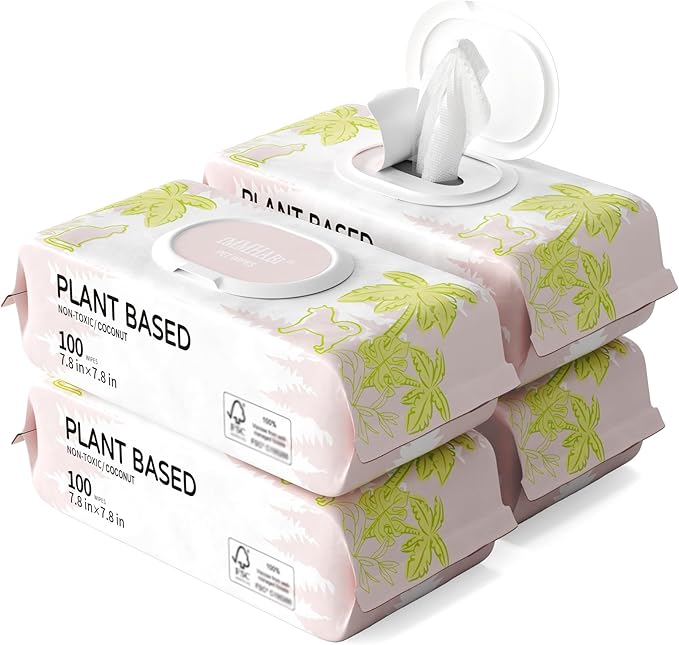 IMMHABI 400 PCS Pet Wipes for Paws and Butt Hypoallergenic Pets Cleansing & Deodorizing Anal Gland Hygienic Puppy Wipes for Dogs Face and Body